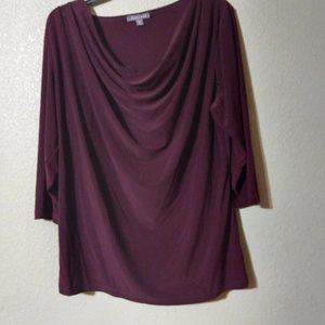 ROZI & ALI   BEAUTIFUL, FEMININE COWL NECK DEEP VINE COLOR